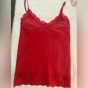 Red Spandex cami  Tank top lace trim